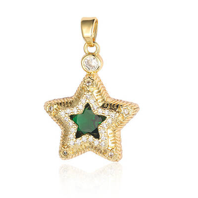 Brass Micro Pave Green Cubic Zirconia Pendants