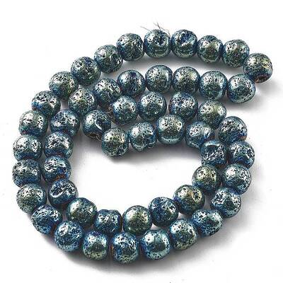 Electroplated Natural Lava Rock Beads Strands