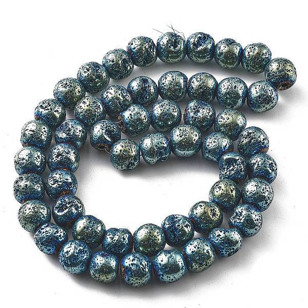 Electroplated Natural Lava Rock Beads Strands