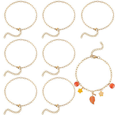12Pcs 304 Stainless Steel Paperclip Chain Bracelets Set for Women