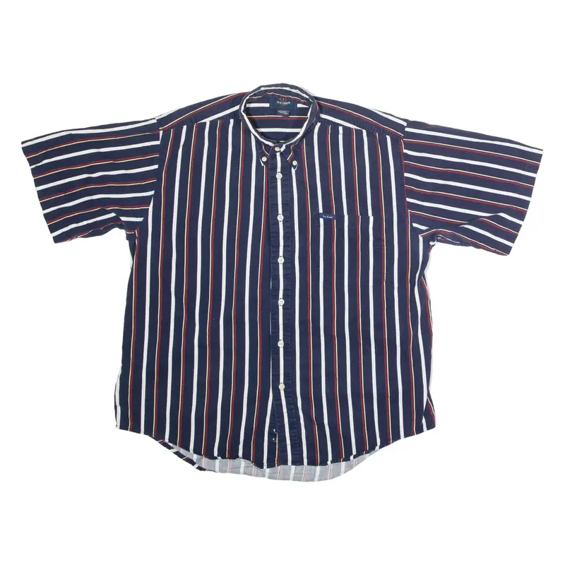 IVY CREW Mens Shirt Blue 90s Striped L