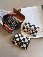 Women's Fashionable Checkerboard Pattern Card Holder, Casual Versatile D-buckle Card Holder, Trendy All-match Short Wallet fo...