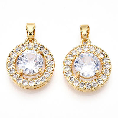 Brass Micro Pave Cubic Zirconia Pendants