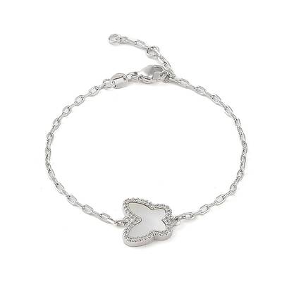 Brass Micro Pave Clear Cubic Zirconia Link Bracelets