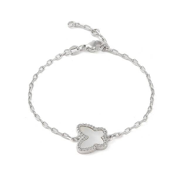 Brass Micro Pave Clear Cubic Zirconia Link Bracelets