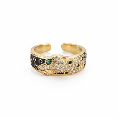 Cubic Zirconia Leopard Cuff Ring