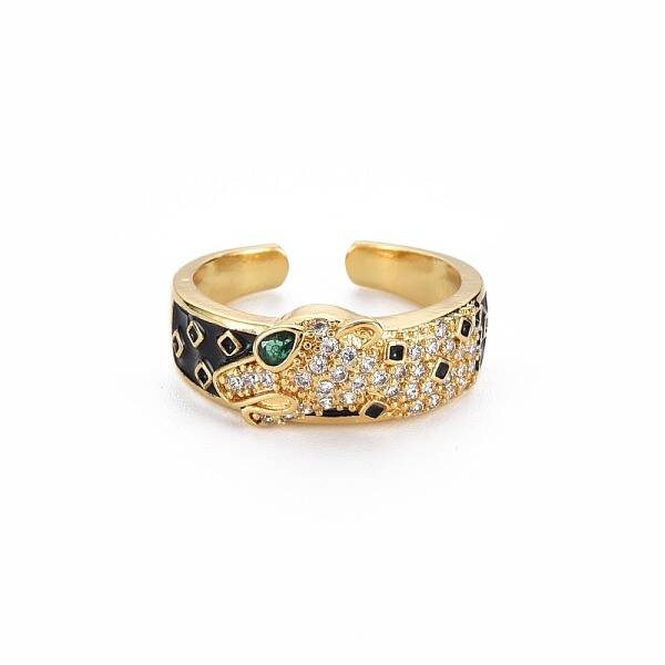 Cubic Zirconia Leopard Cuff Ring