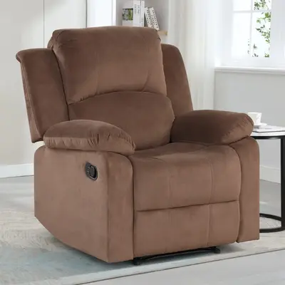 EBELLO Manual Recliner Chair, Soft Fabric Overstuffed Recliner Single Sofa Chair for Living Room Bedroom, Heavy Duty and Safe...