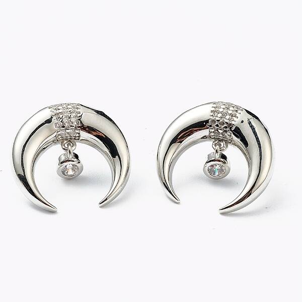 Brass Micro Pave Clear Cubic Zirconia Stud Earrings