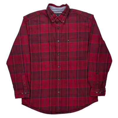 Tommy Hilfiger Checked Shirt - Large Red Cotton Blend