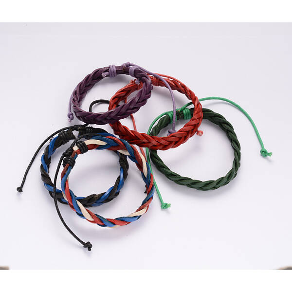 Adjustable Braided Leather Cord Bracelets