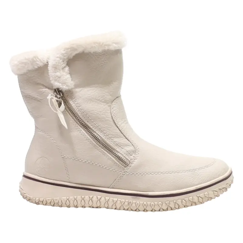 RIEKER Snow Boots White Leather Womens UK 6