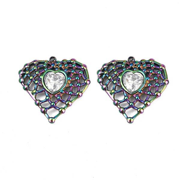 304 Stainless Steel Rhinestone Pendants