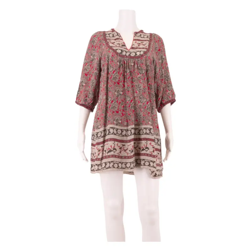 MONSOON Womens Kaftan Dress Red Floral Short UK 10