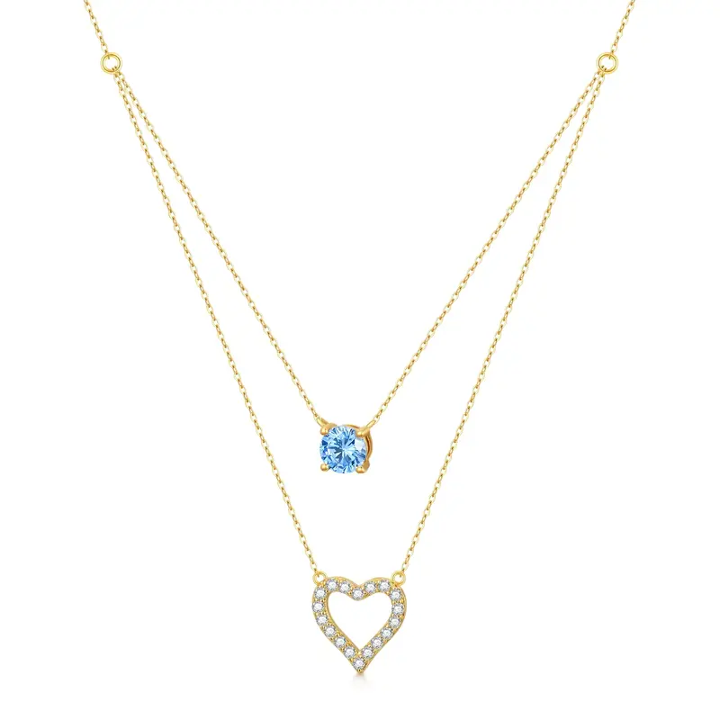 14K Gold Cubic Zirconia Heart Pendant Necklace