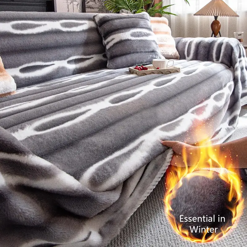 Geometric Pattern Plush Sofa Cover, 1 Count Soft Comfortable Sofa Slipcover, Sofa Couch Protector for Home Living Room Bedroo...