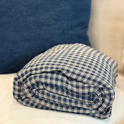 Sensible Blue Plaid Weighted Blanket