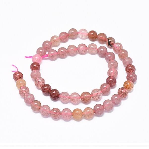 Natural Strawberry Quartz Gemstone Beads Strands