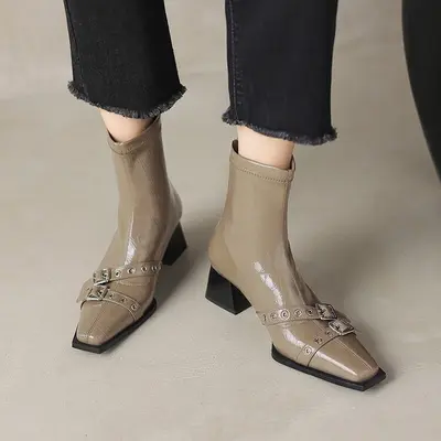 CHIKO Adeniyi Square Toe Block Heels Ankle Boots
