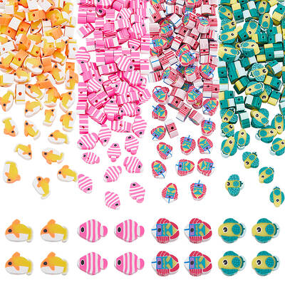 320Pcs 4 Style Handmade Polymer Clay Beads
