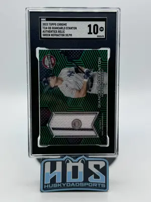 Giancarlo Stanton sgc 2023 Topps Chrome TCA GS Authentics Relic Green Refractor /99 10