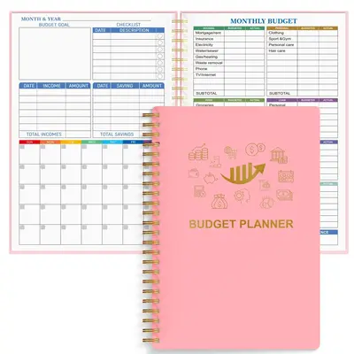 A5 Monthly Budget Planner Notebook, Money Budget Journal Notebook, Money Saving Budget Planner, Spiral Bound Notebook, Statio...