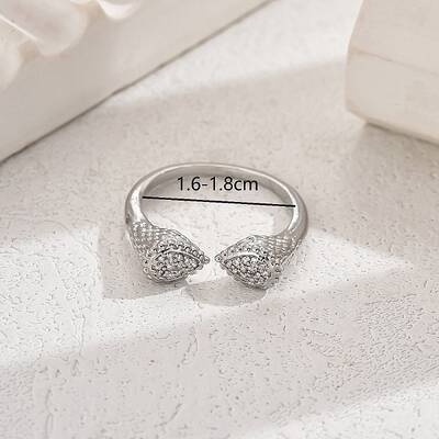 Elegant Brass Cuff Ring with Clear Cubic Zirconia
