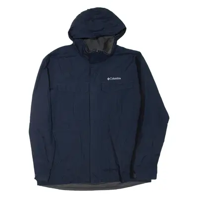 COLUMBIA Mens Jacket Blue Hooded XL