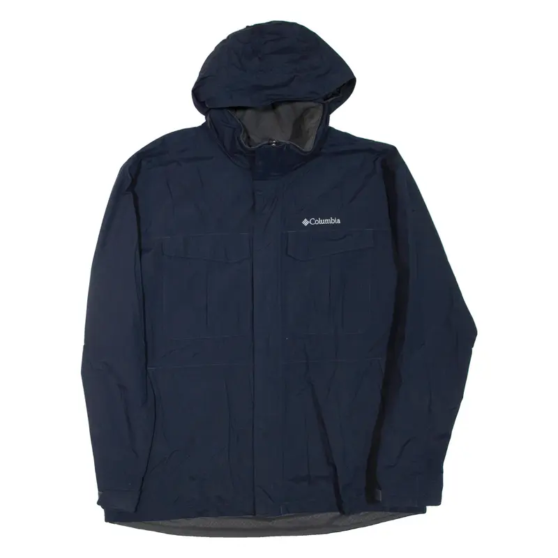COLUMBIA Mens Jacket Blue Hooded XL