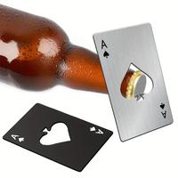 Stainless Steel Poker Card Design Bottle Opener, 1 Count Portable Compact Multipurpose Beer Soda Cap Opener, Durable Bottle O...