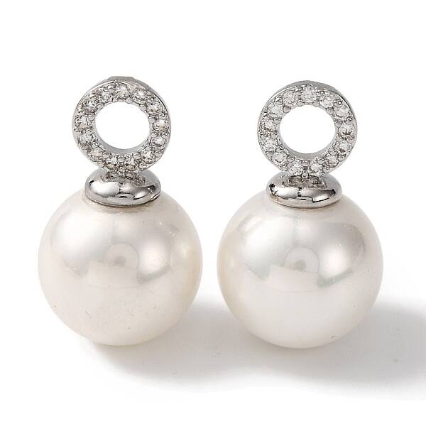 Rack Plating Brass Micro Pave Clear Cubic Zirconia Pendants