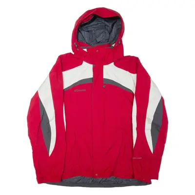 COLUMBIA Mens Jacket Red Nylon Hooded 2XL