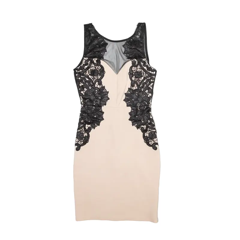 LIPSY Mini Dress Cream Floral Sleeveless Short Womens UK 8