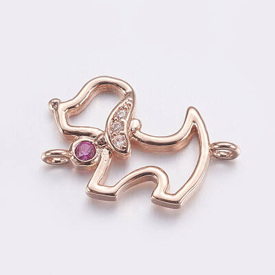 Brass Micro Pave Cubic Zirconia Puppy Links connectors