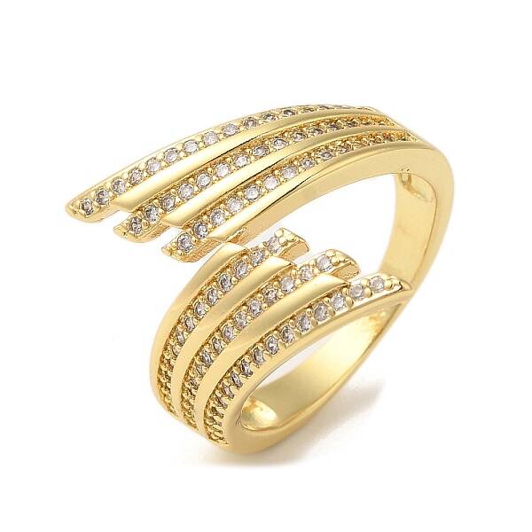 Brass Micro Pave Cubic Zirconia Open Cuff Rings