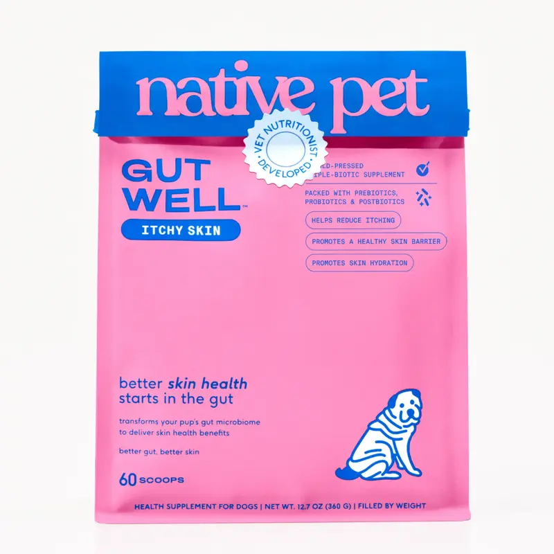 Native Pet GutWell Itchy Skin Relief for Dogs - Dog Allergy & Anti Itch Skin Irritation Treatment - Promotes Skin Hydration, ...