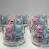 Gender Reveal Candle Favors + teddy bear theme + party favors