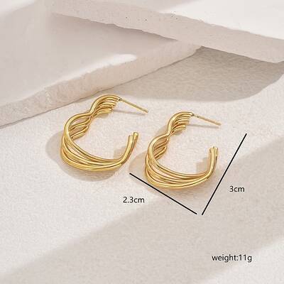 Stylish Stainless Steel Hollow Heart Stud Earrings