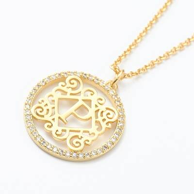 Brass Micro Pave Clear Cubic Zirconia Pendant Necklaces
