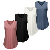 4 Pcs V-Neck Tank Tops for Women – Sleeveless Basic Tanks with Curved Hem, Soft and Comfortable