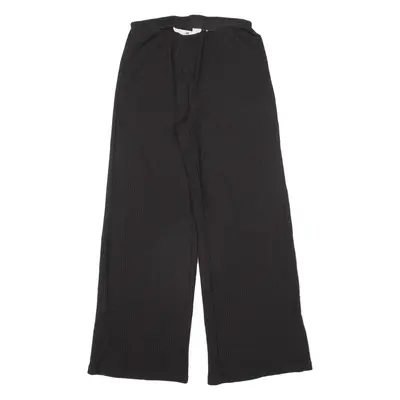H&M Ribbed Girls Trousers Black Loose Straight W21 L22