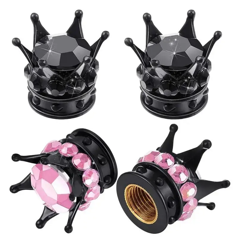 Rhinestone Crown Design Car Tire Valve Cap, Creative Car Tire Valve Stem Cover, Universal Dustproof Car Tire Valve Stem Cover...