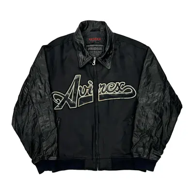 Flight Jacket Avirex Varsity Jacket - Large Black Nylon
