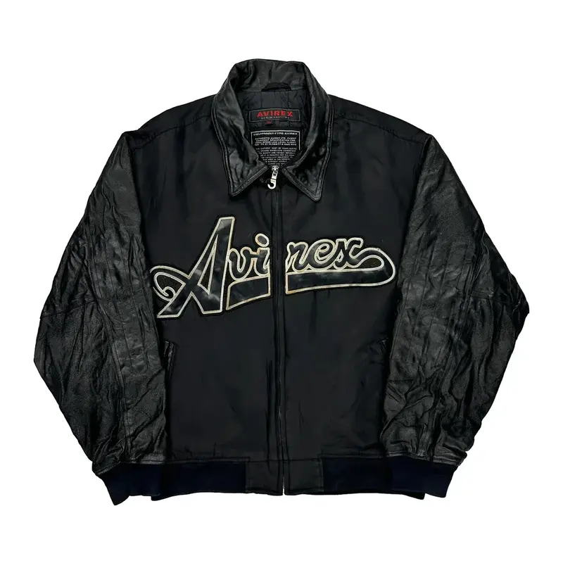 Flight Jacket Avirex Varsity Jacket - Large Black Nylon