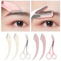 Exemption from postage Curved Eyebrow Razor yebrowScissors With Comb Eyebrow TrimmerSet, Stainless Steel, Beauty ToOl ForBegi...