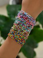 Boho Style Random Color Beaded Bracelet Set, Fashion Colorful Beaded Bracelet for Women & Girls, Casual Trendy Accessories fo...