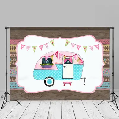 Cute Camper Car Wood Backdrops For Photography - Aperturee