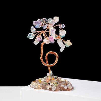 Natural Gemstone Chips and Natural Fluorite Pedestal Display Decorations