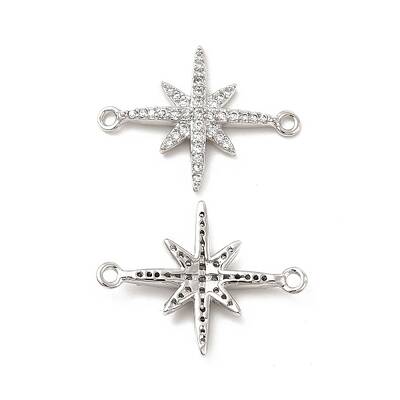 Brass Micro Pave Clear Cubic Zirconia Connector Charms