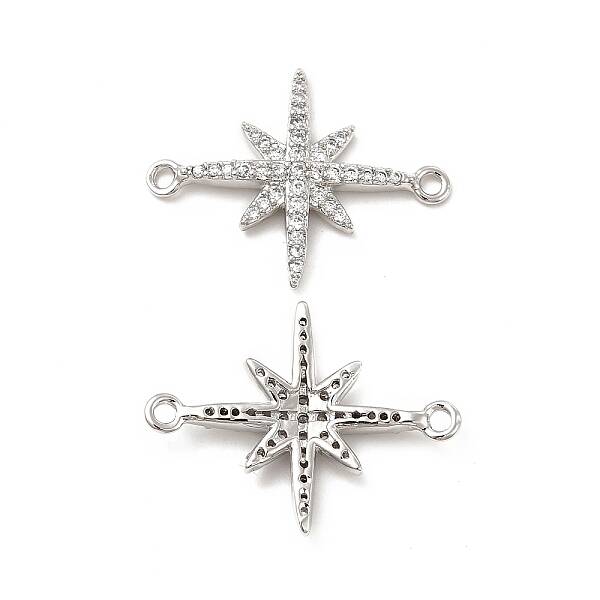 Brass Micro Pave Clear Cubic Zirconia Connector Charms